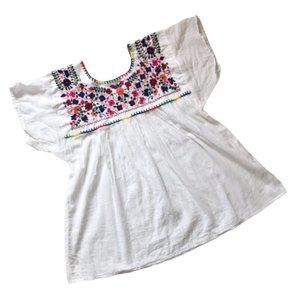 White cotton embroidered Mexican top never worn L